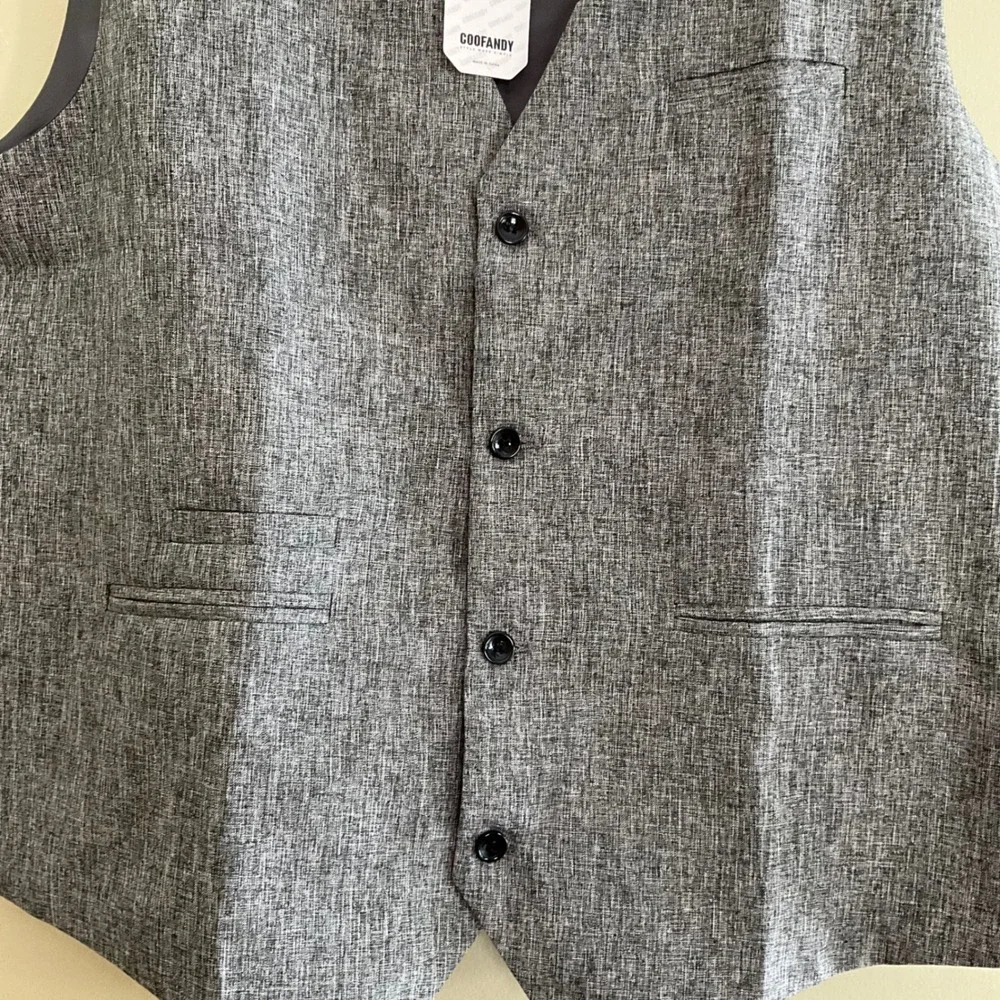 COOFANDY‎ Mens Slim Fit Formal Suit Vest Gray Size XL NWT Preppy Career Party
